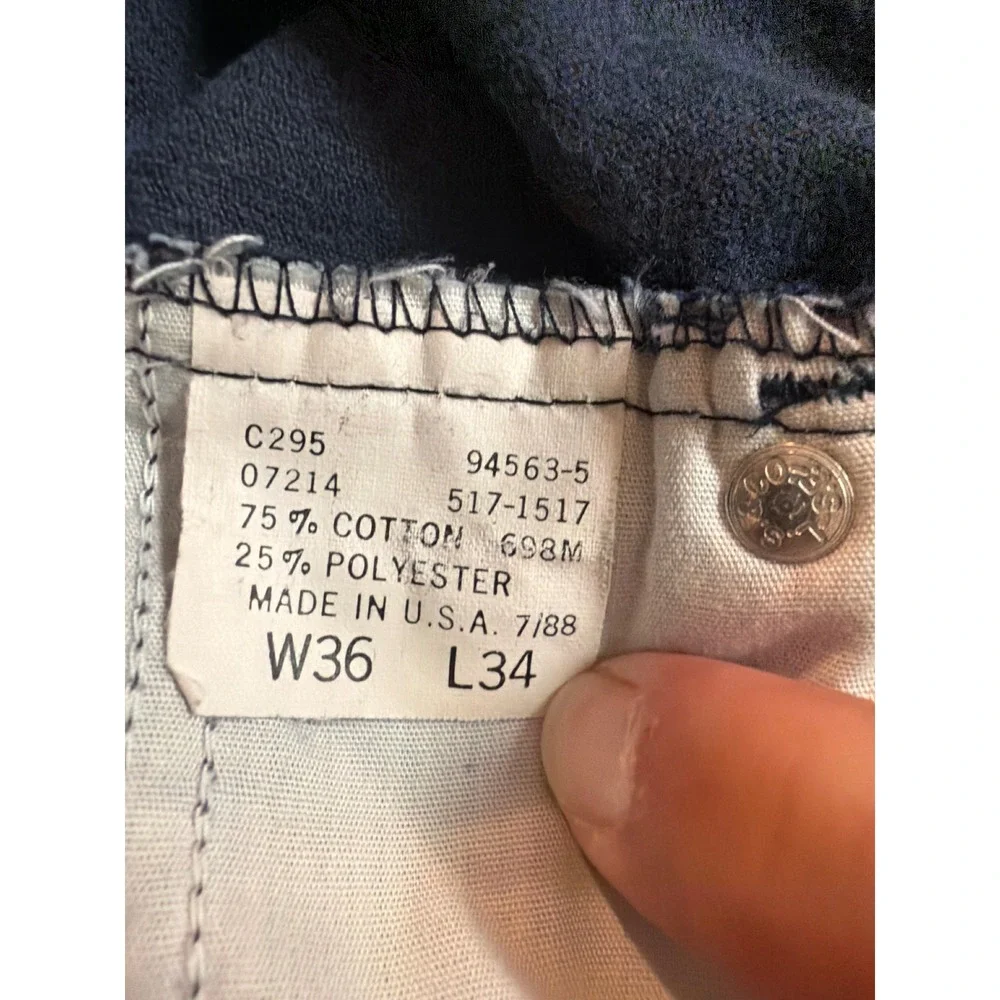Vintage Levis 517 Corduroy Pants Mens 36x34 Navy Blue Bootcut Made in USA 1988
